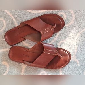 Vintage 1994 J Crew Leather Flip Flop Sandal Slides 9M